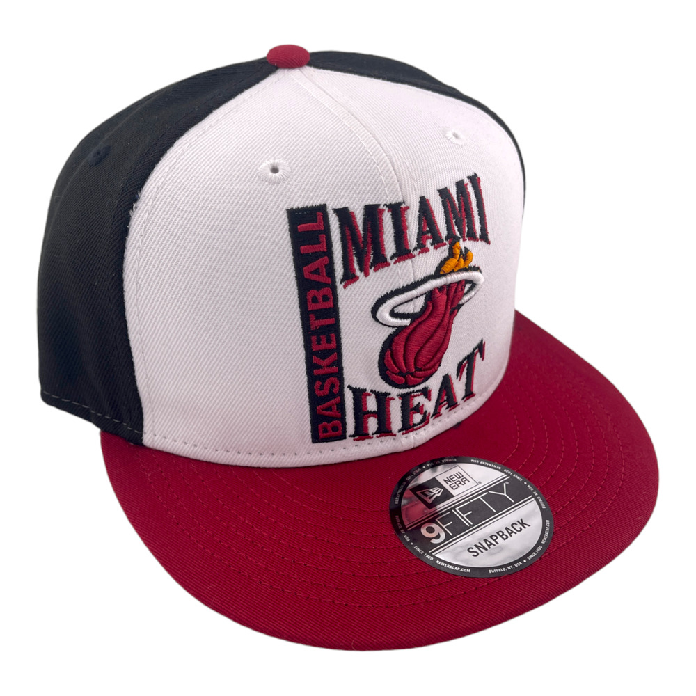 New Era Miami Heat Retro Logo Black/White/Red/Grey UV NBA 9FIFTY Snapback Hat‎